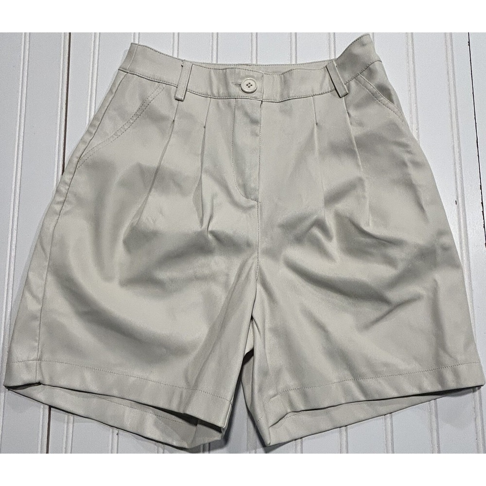 Topshop Women's USโ Size 2 Pleated Faux Leather Tan Khaki Shorts